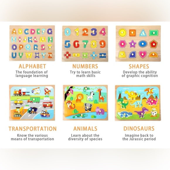 Vibrant Educational Wooden Puzzle Set for Kids - Picture 1 of 3